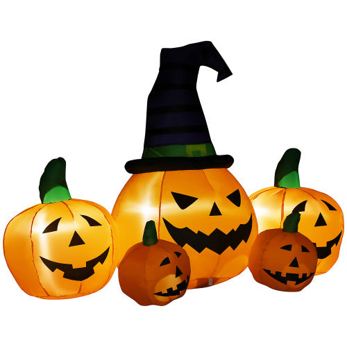 Outsunny 73L Inflatable Halloween Decoration,5 Pumpkin, Blow Up Outdoor LED Yard Display, Waterproof