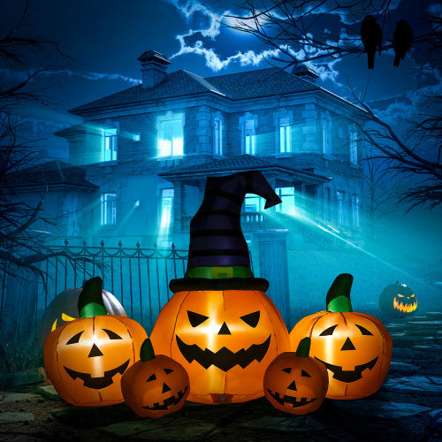 Outsunny 73L Inflatable Halloween Decoration,5 Pumpkin, Blow Up Outdoor LED Yard Display, Waterproof